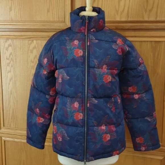 Sundance Kimmy Puffer Winter Coat Jacket Florals Size Sm Blues Pinks Orange - Picture 1 of 15